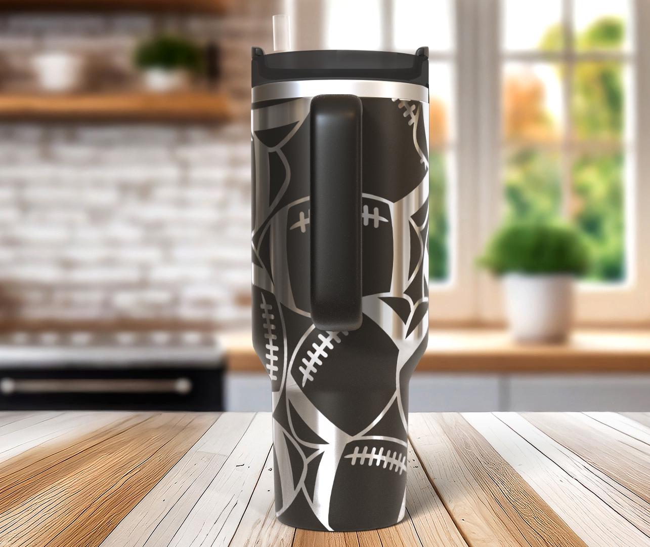 Football Burst Laser SVG Wrap for 30oz and 40oz Handled Tumblers