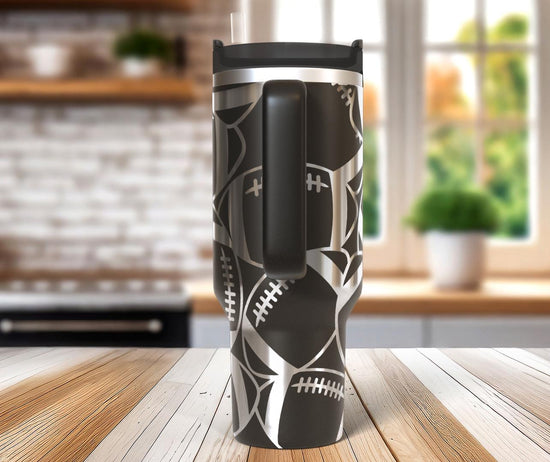 Football Burst Laser SVG Wrap for 30oz and 40oz Handled Tumblers