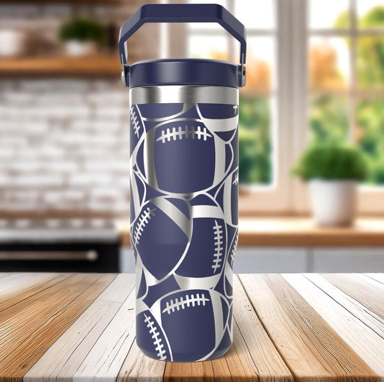 Football Burst Laser SVG Wrap for 30oz and 40oz Handled Tumblers