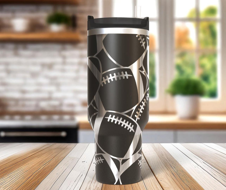 Football Burst Laser SVG Wrap for 30oz and 40oz Handled Tumblers