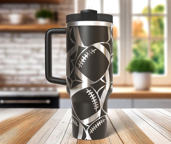 Football Burst Laser SVG Wrap for 30oz and 40oz Handled Tumblers