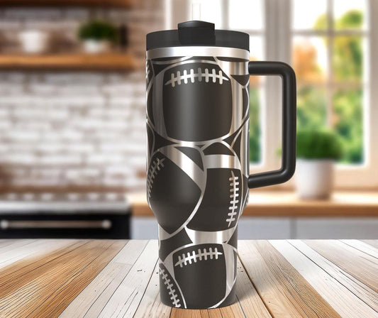 Football Burst Laser SVG Wrap for 30oz and 40oz Handled Tumblers