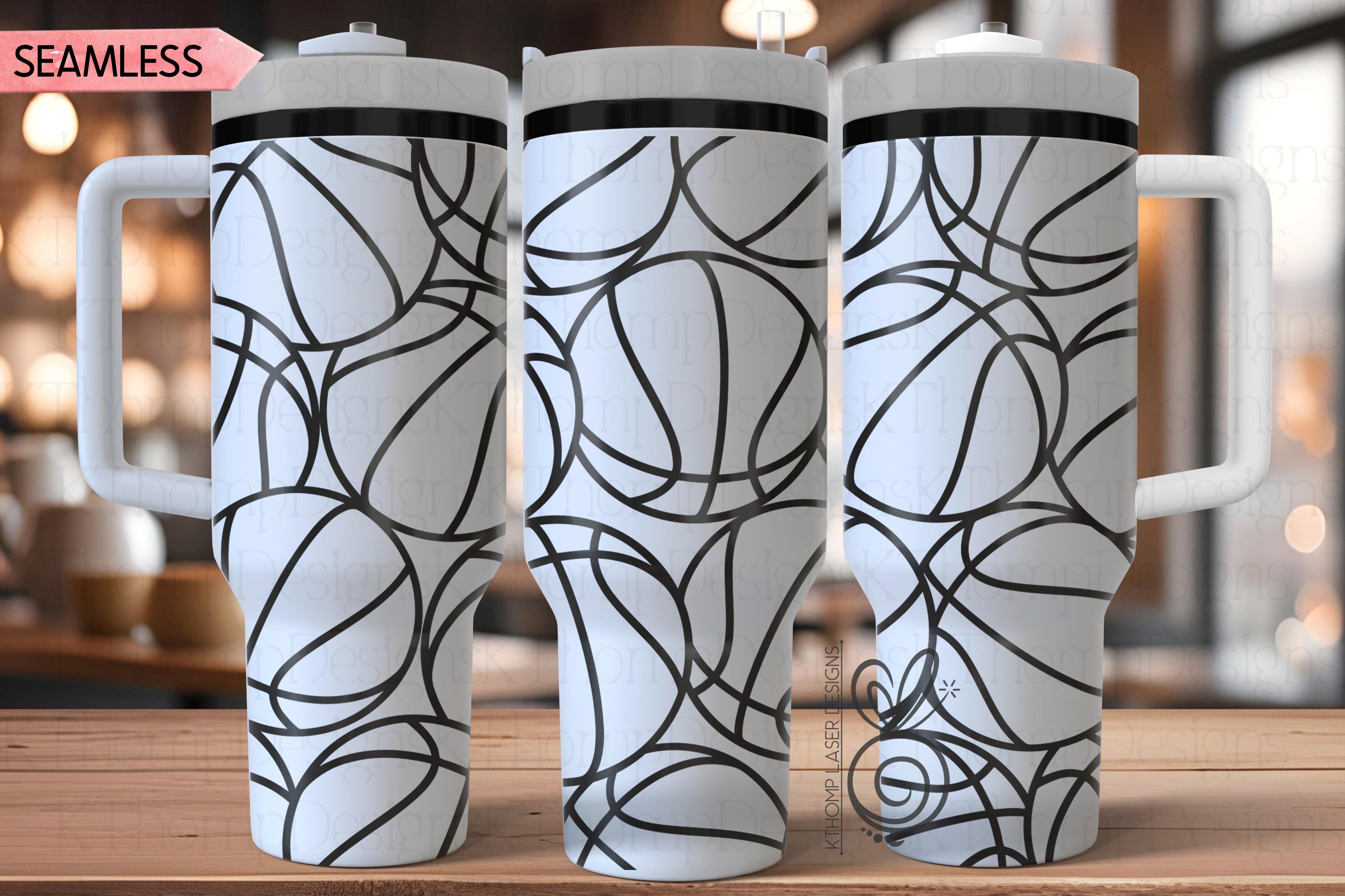 Basketball Burst Laser SVG Wrap for 30oz and 40oz Handled Tumblers