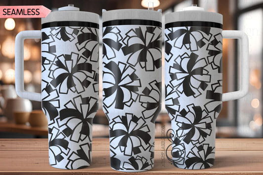 Cheer Pom Poms Burst Laser SVG Wrap for 30oz and 40oz Handled Tumblers