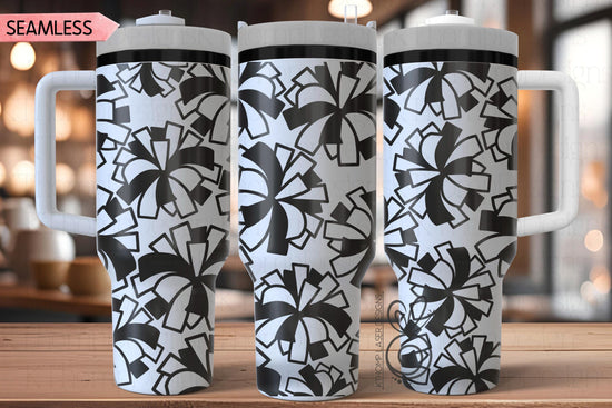Cheer Pom Poms Burst Laser SVG Wrap for 30oz and 40oz Handled Tumblers