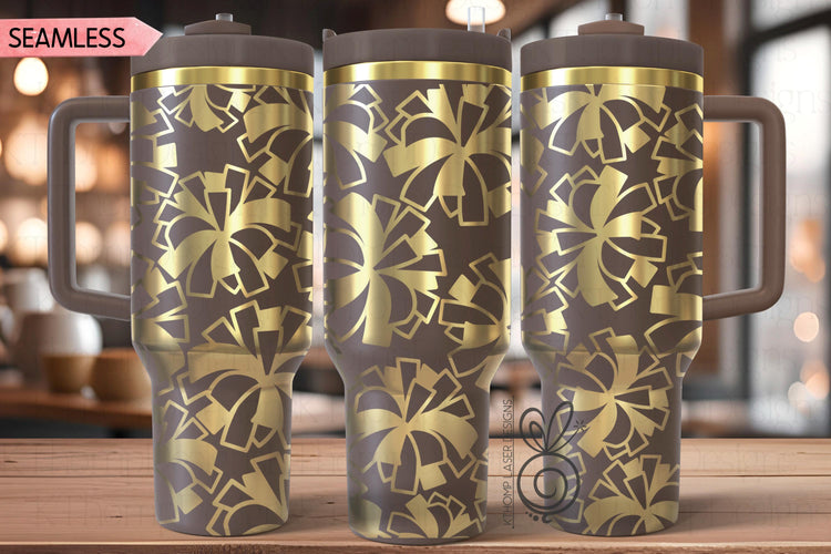 Cheer Pom Poms Burst Laser SVG Wrap for 30oz and 40oz Handled Tumblers