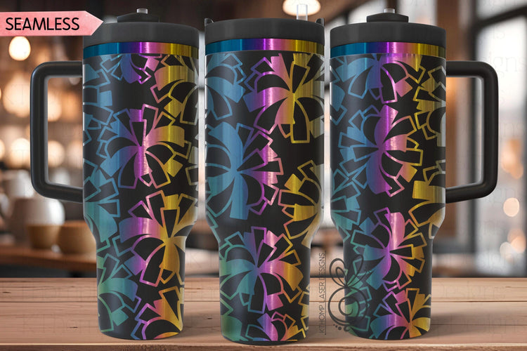 Cheer Pom Poms Burst Laser SVG Wrap for 30oz and 40oz Handled Tumblers