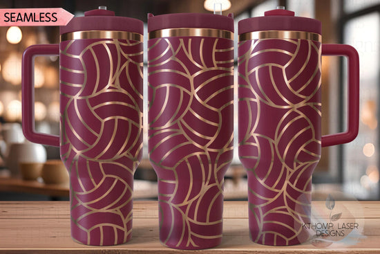 Volleyball Burst Laser SVG Wrap for 30oz and 40oz Handled Tumblers
