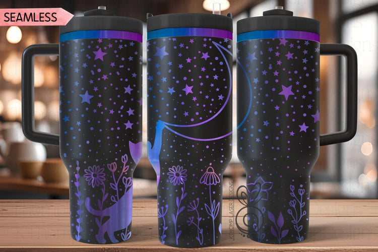 Starry Cat Laser SVG Wrap for 30oz and 40oz Handled Tumblers