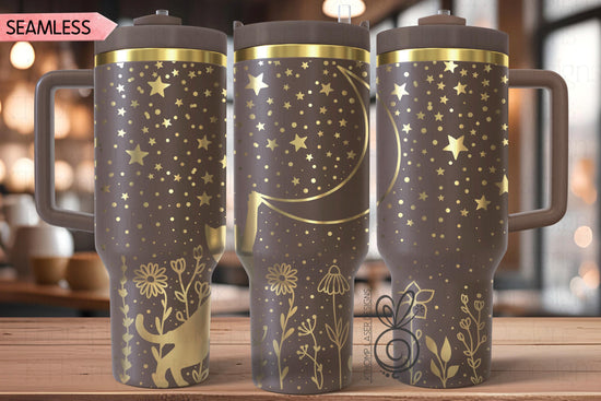 Starry Cat Laser SVG Wrap for 30oz and 40oz Handled Tumblers