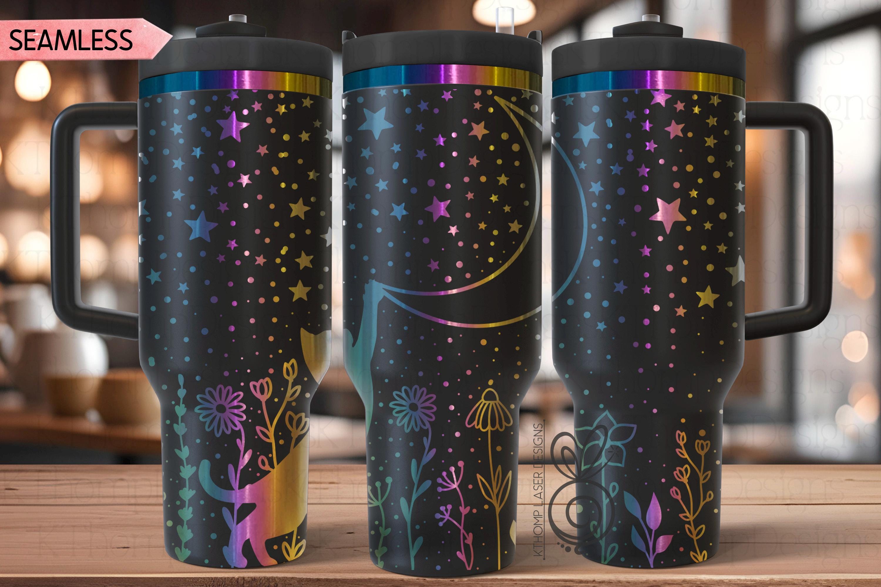 Starry Cat Laser SVG Wrap for 30oz and 40oz Handled Tumblers