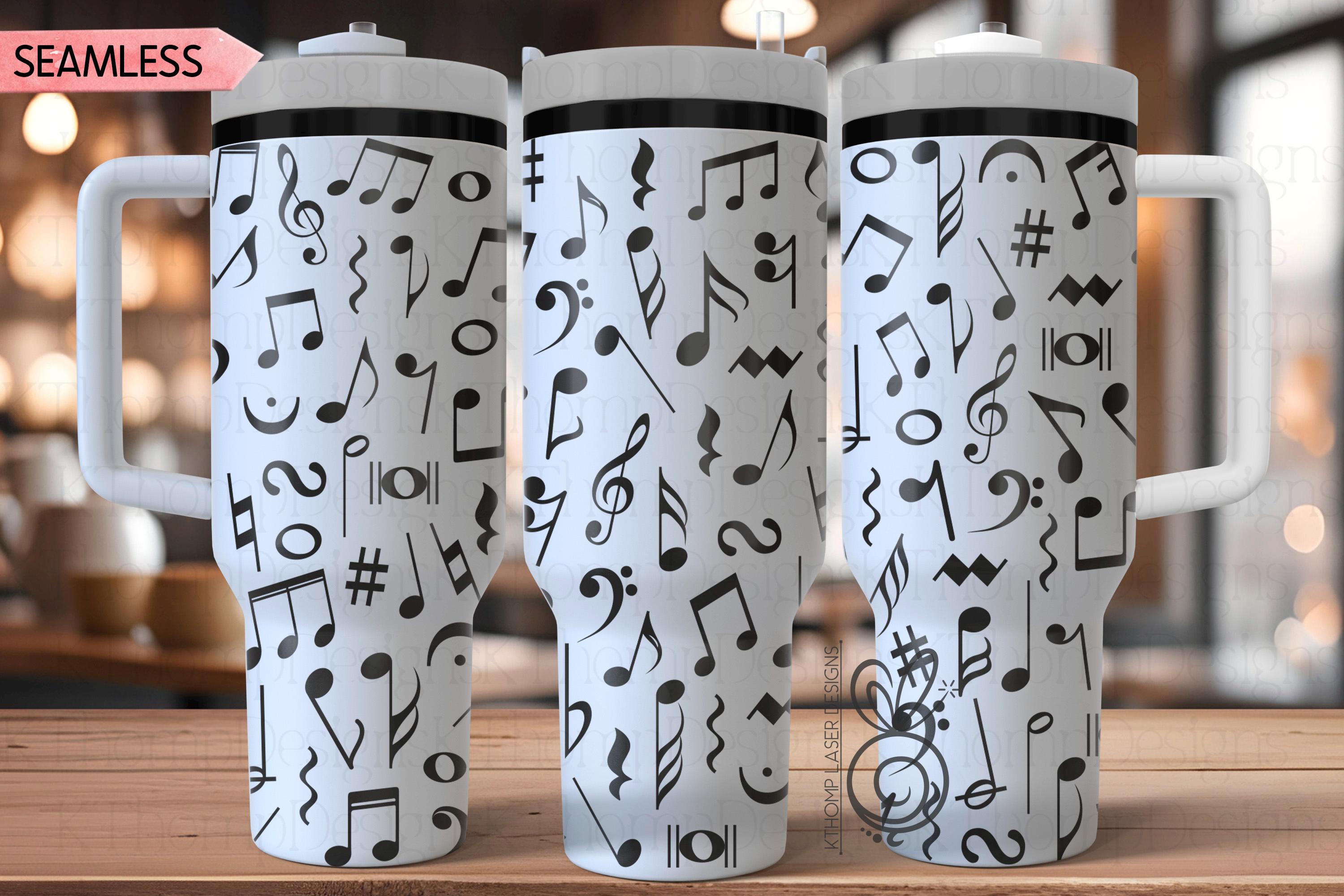 Music Notes Laser SVG Wrap for 30oz and 40oz Handled Tumblers