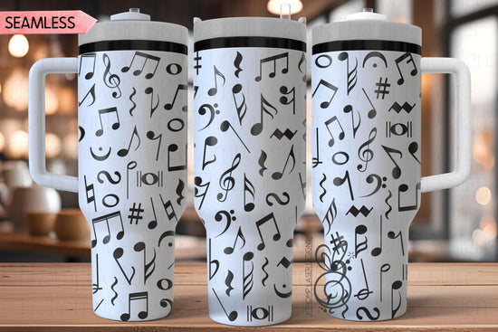 Music Notes Laser SVG Wrap for 30oz and 40oz Handled Tumblers