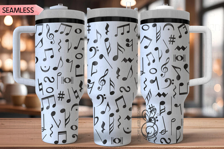 Music Notes Laser SVG Wrap for 30oz and 40oz Handled Tumblers