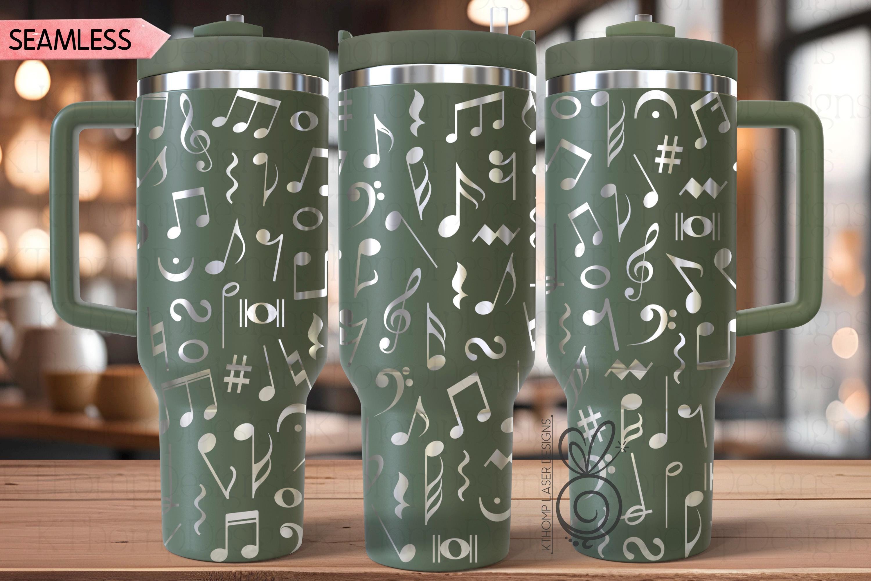 Music Notes Laser SVG Wrap for 30oz and 40oz Handled Tumblers