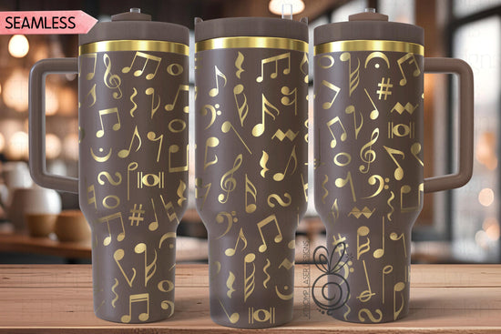 Music Notes Laser SVG Wrap for 30oz and 40oz Handled Tumblers