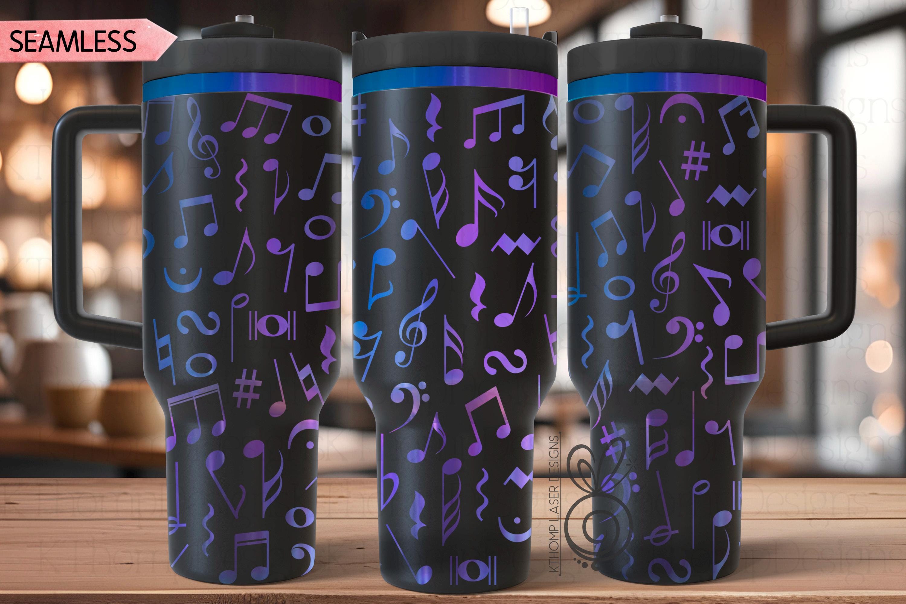 Music Notes Laser SVG Wrap for 30oz and 40oz Handled Tumblers