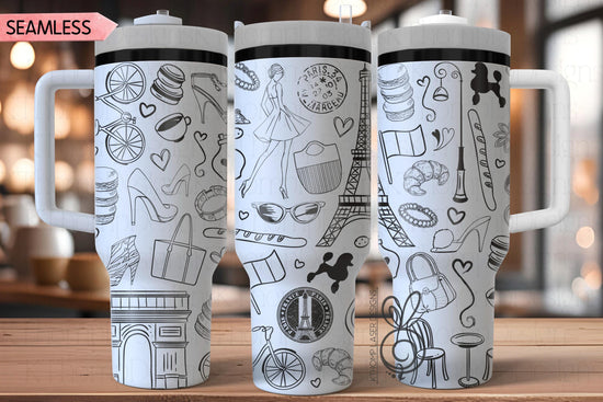 Fashion Paris SVG Wrap for 30oz and 40oz Handled Tumblers