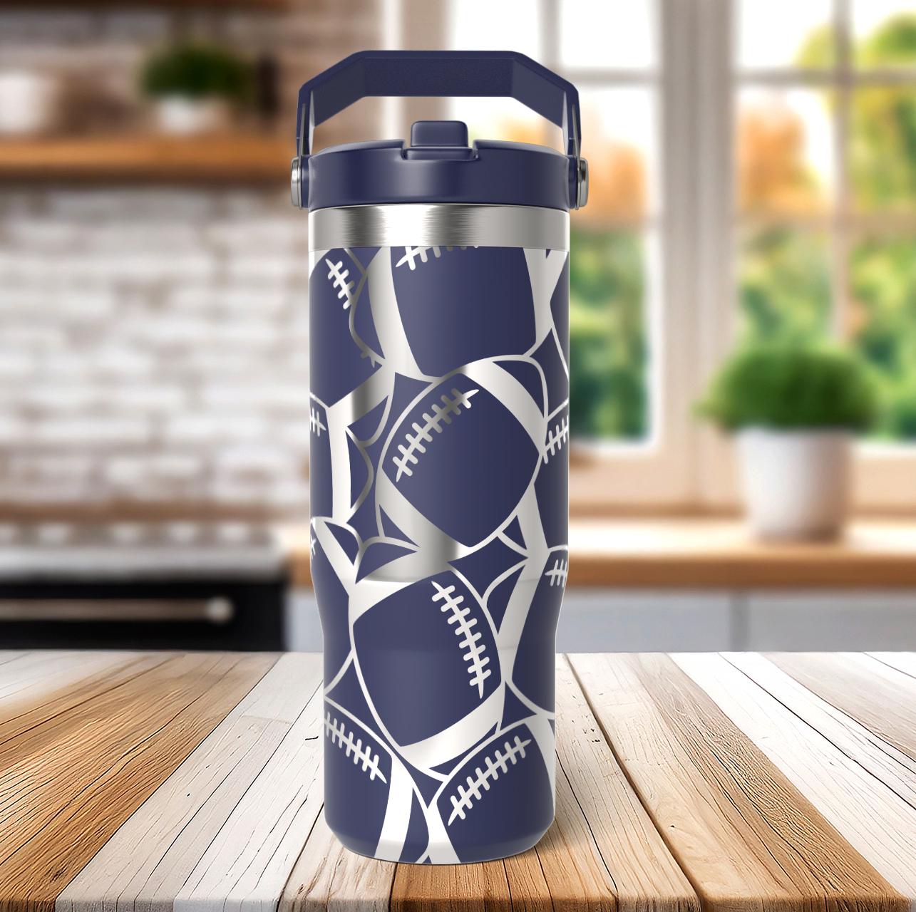 Football Burst Laser SVG Wrap for 30oz and 40oz Handled Tumblers