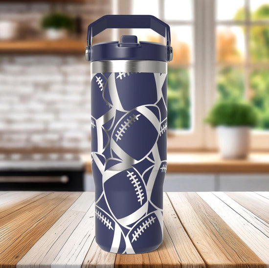 Football Burst Laser SVG Wrap for 30oz and 40oz Handled Tumblers