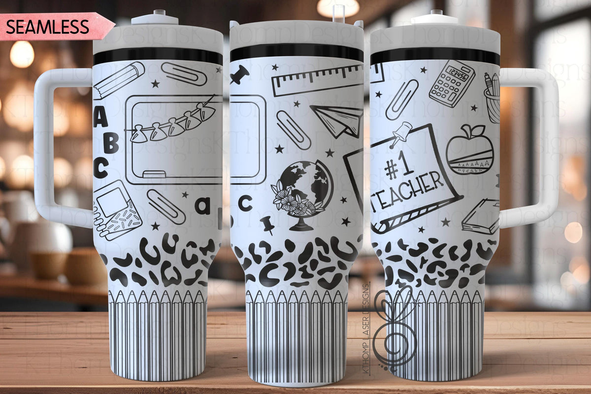 Teacher #1 Laser SVG Wrap for 30oz and 40oz Handled Tumblers