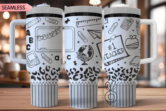 Teacher #1 Laser SVG Wrap for 30oz and 40oz Handled Tumblers