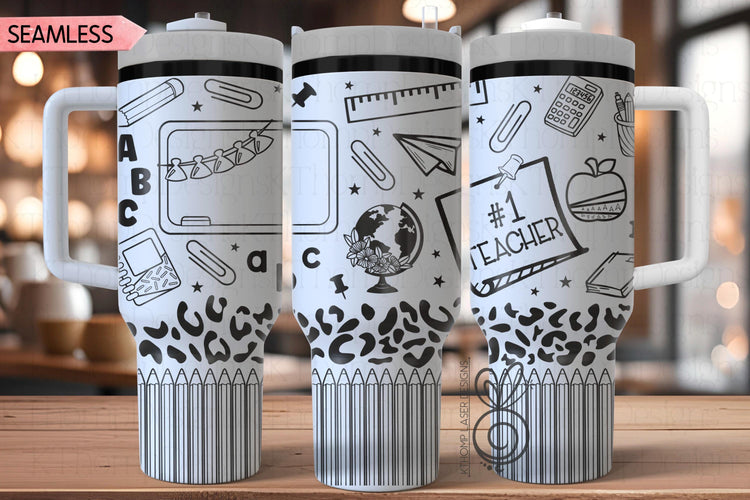 Teacher #1 Laser SVG Wrap for 30oz and 40oz Handled Tumblers