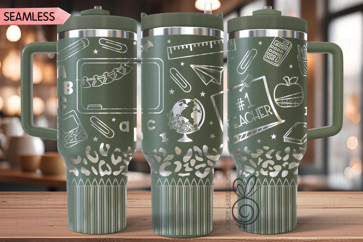Teacher #1 Laser SVG Wrap for 30oz and 40oz Handled Tumblers