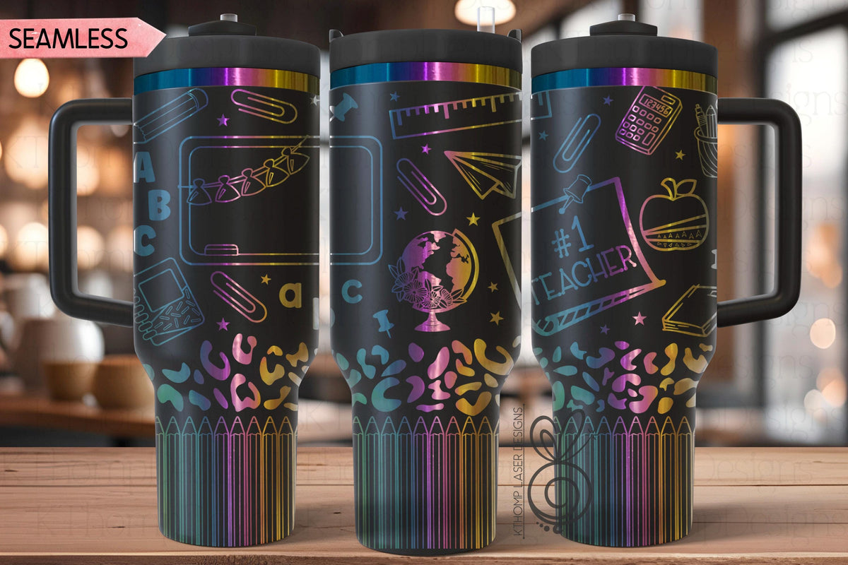 Teacher #1 Laser SVG Wrap for 30oz and 40oz Handled Tumblers