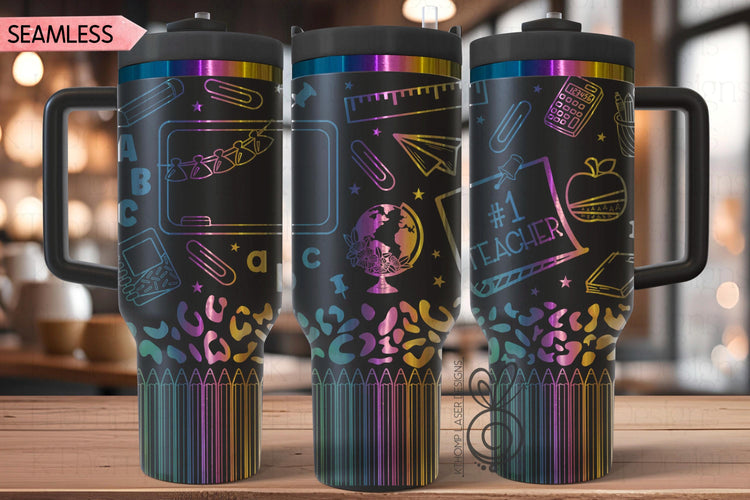 Teacher #1 Laser SVG Wrap for 30oz and 40oz Handled Tumblers