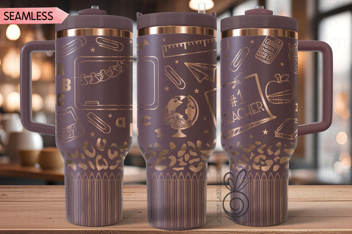 Teacher #1 Laser SVG Wrap for 30oz and 40oz Handled Tumblers