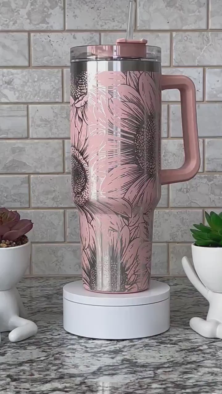 Sunflower Tumbler Wrap SVG | 40oz Laser Engraving File | Rotary Engrave Digital Design | Floral SVG Design