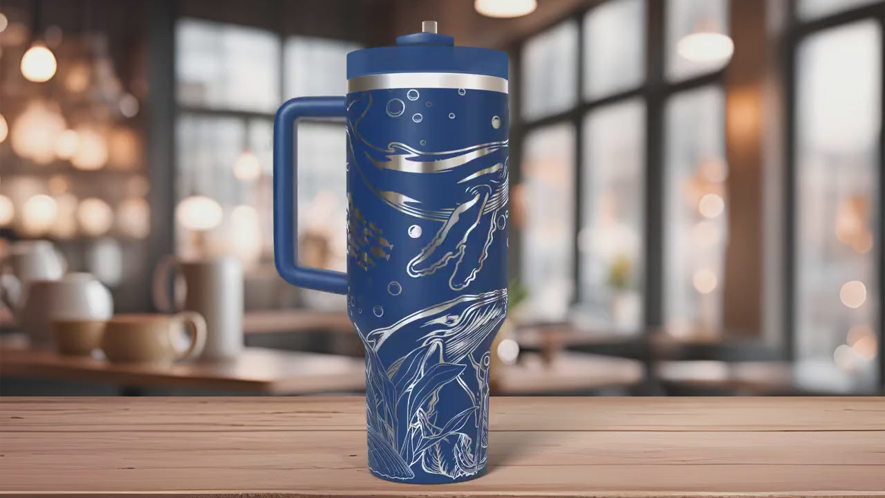 Humpback Whales Tumbler Wrap SVG | 40oz Laser Engraving File | Rotary Ready Digital Design | Ocean Nautical SVG