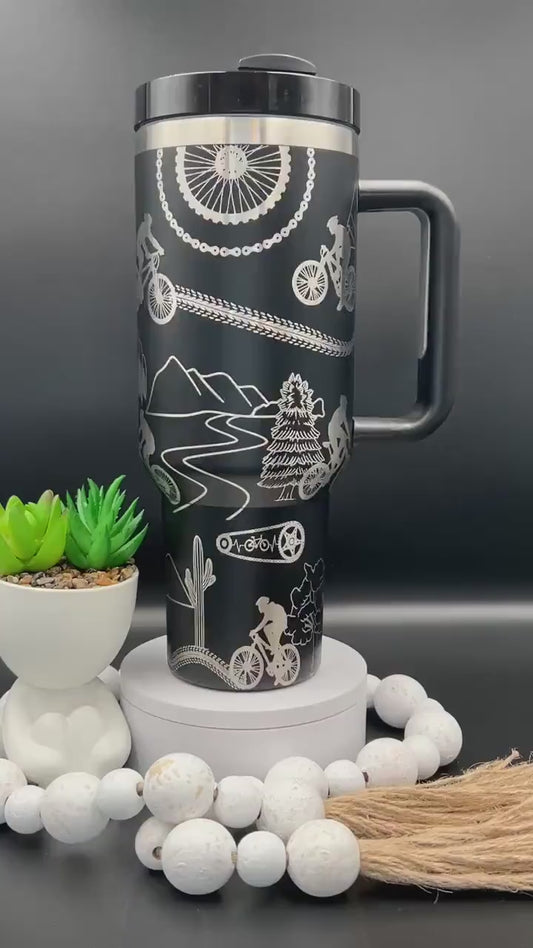 Cycling Tumbler Wrap SVG | 40oz Laser Engraving File | Rotary Ready Digital Design | Sports Fan SVG