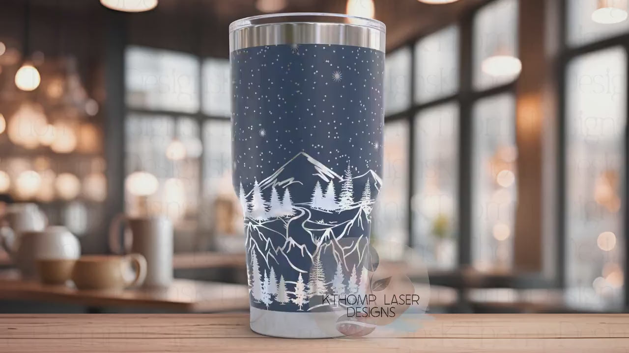 Mountain Scene Tumbler Wrap SVG | 20oz and 30oz Laser Engraving File | Rotary Ready Digital Design | Outdoor Nature SVG