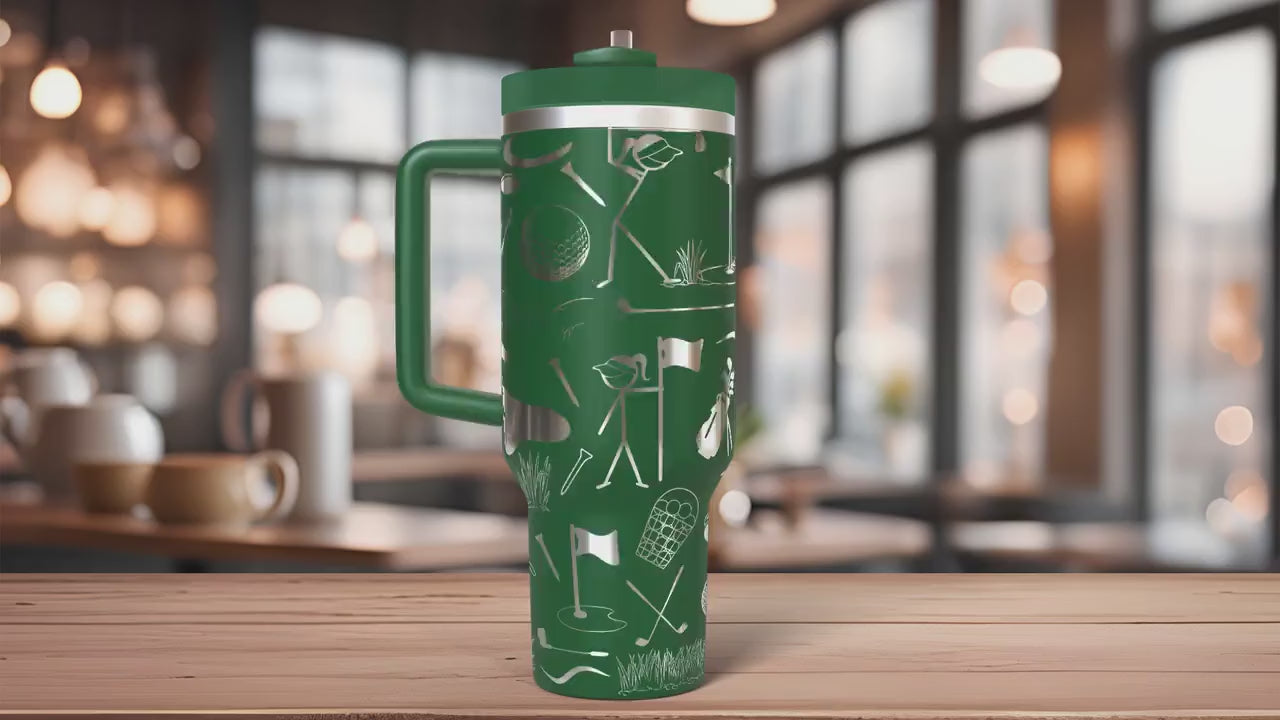 Golf Doodles Female Golfer Tumbler Wrap SVG | 40oz Laser Engraving File | Rotary Ready Digital Design | Sports Fan SVG