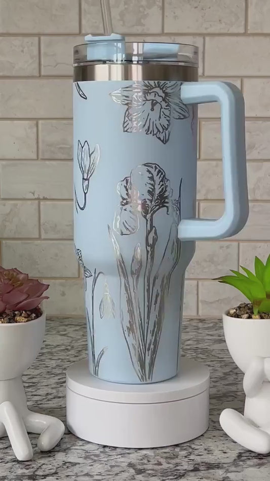 Daffodils Tumbler Wrap SVG | 40oz Laser Engraving File | Rotary Engrave Digital Design | Floral SVG Design