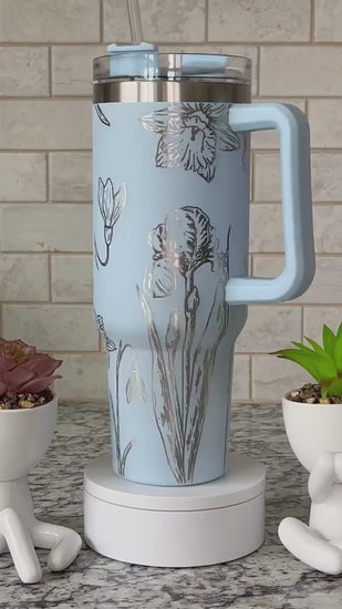 Daffodils Tumbler Wrap SVG | 40oz Laser Engraving File | Rotary Engrave Digital Design | Floral SVG Design