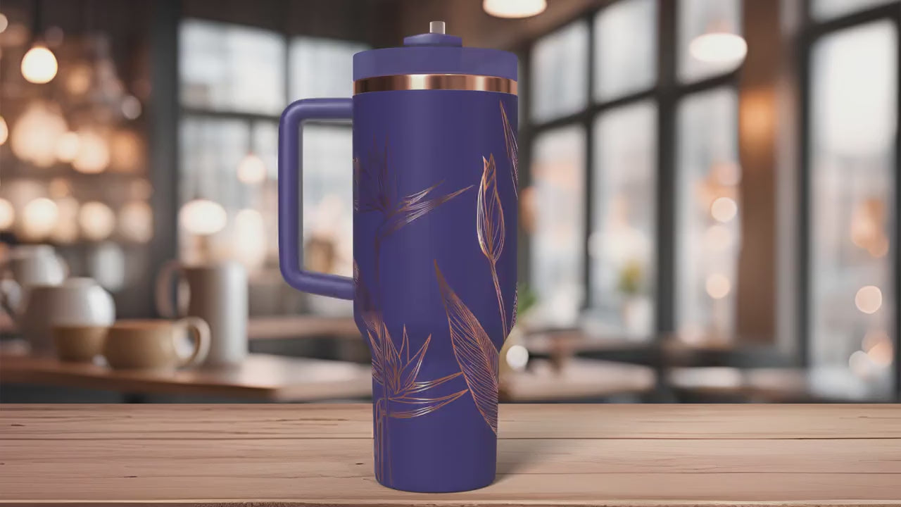 Bird Of Paradise Tumbler Wrap SVG | 40oz Laser Engraving File | Rotary Engrave Digital Design | Floral SVG Design