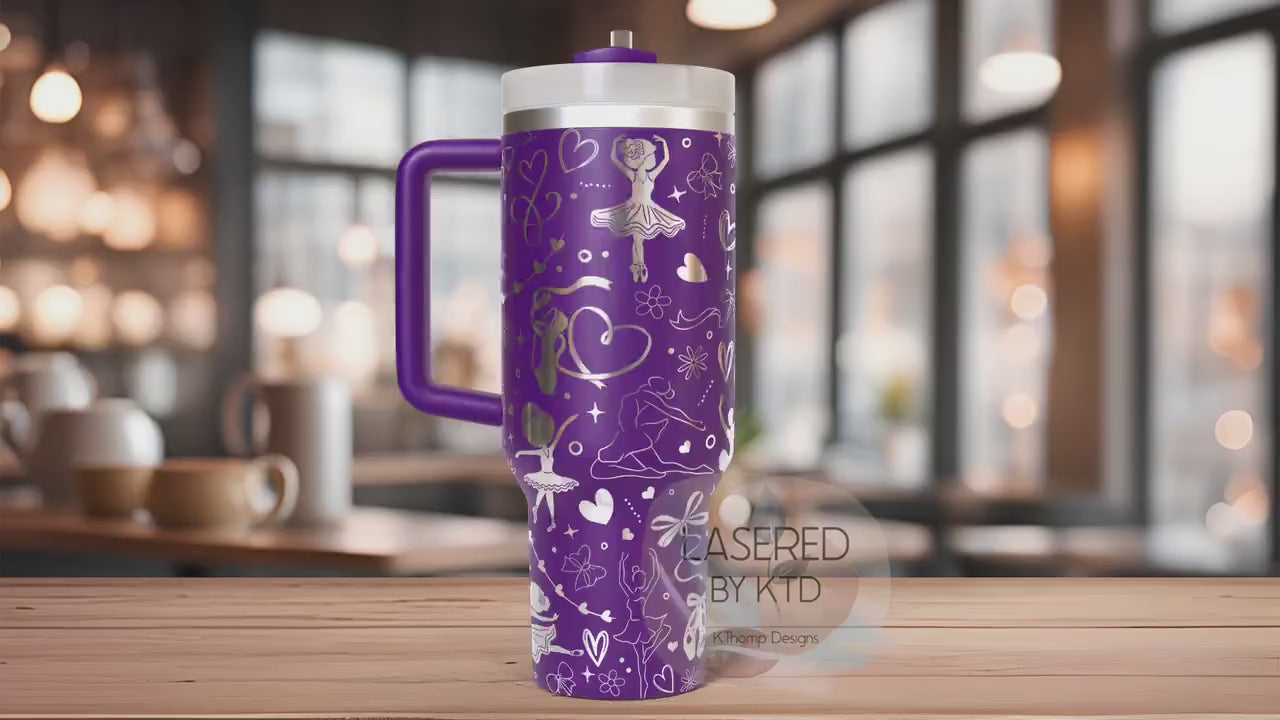 Cute Ballerina Dancer Tumbler Wrap SVG | 40oz Laser Engraving File | Rotary Ready Digital Design | Sports Fan SVG