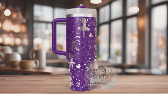 Cute Ballerina Dancer Tumbler Wrap SVG | 40oz Laser Engraving File | Rotary Ready Digital Design | Sports Fan SVG