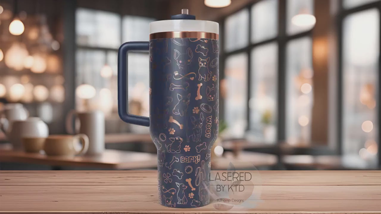 Chihuahua Tumbler Wrap SVG | 40oz Laser Engraving File | Rotary Engrave Digital Design | Dog Lover Gift