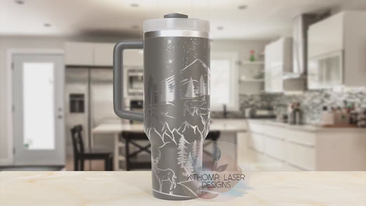 Deer Mountain Scene Tumbler Wrap SVG | 40oz Laser Engraving File | Rotary Ready Digital Design | Exotic Animal SVG