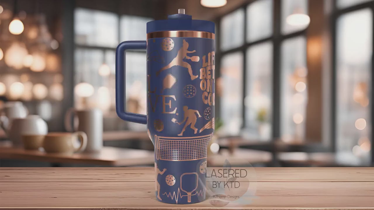 Pickleball Player Tumbler Wrap SVG | 40oz Laser Engraving File | Rotary Ready Digital Design | Sports Fan SVG