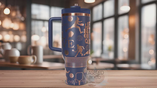 Pickleball Player Tumbler Wrap SVG | 40oz Laser Engraving File | Rotary Ready Digital Design | Sports Fan SVG