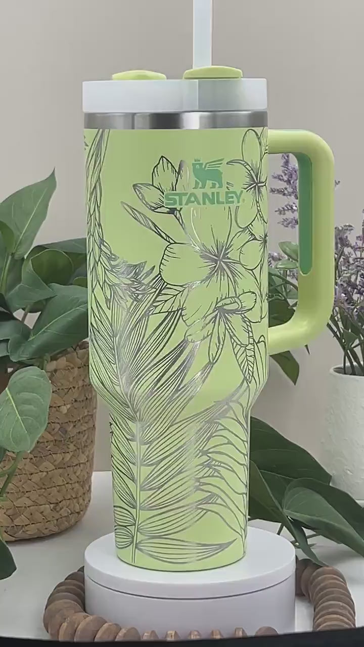 Tropical Plants Tumbler Wrap SVG | 40oz Laser Engraving File | Rotary Engrave Digital Design | Floral SVG Design