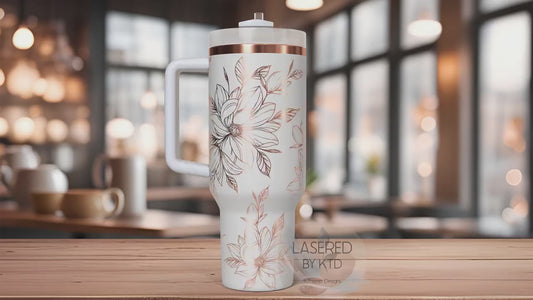 Peony Tumbler Wrap SVG | 40oz Laser Engraving File | Rotary Engrave Digital Design | Floral SVG Design