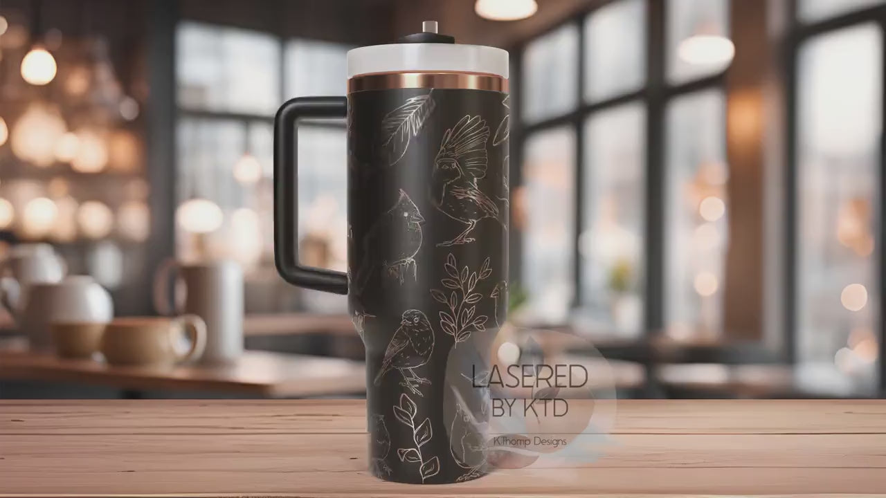 Birds Robins Cardinals Sparrows Tumbler Wrap SVG | 40oz Laser Engraving File | Rotary Ready Digital Design | Exotic Animal SVG