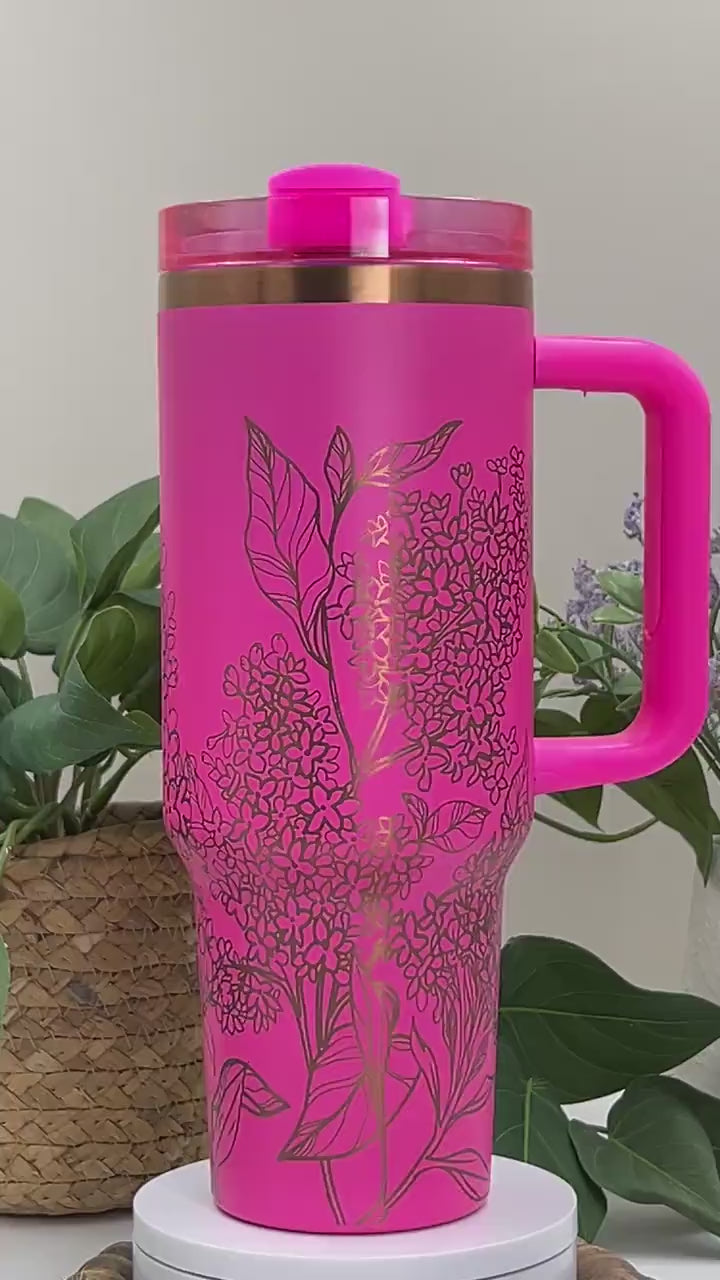 Lilacs Full Floral Tumbler Wrap SVG | 40oz Laser Engraving File | Rotary Engrave Digital Design | Floral SVG Design