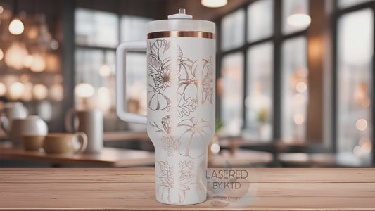 Floral Pumpkins Fall Pumpkins  Holiday Tumbler Wrap SVG | 40oz Laser Engraving File | Rotary Ready Digital Design | Seasonal SVG